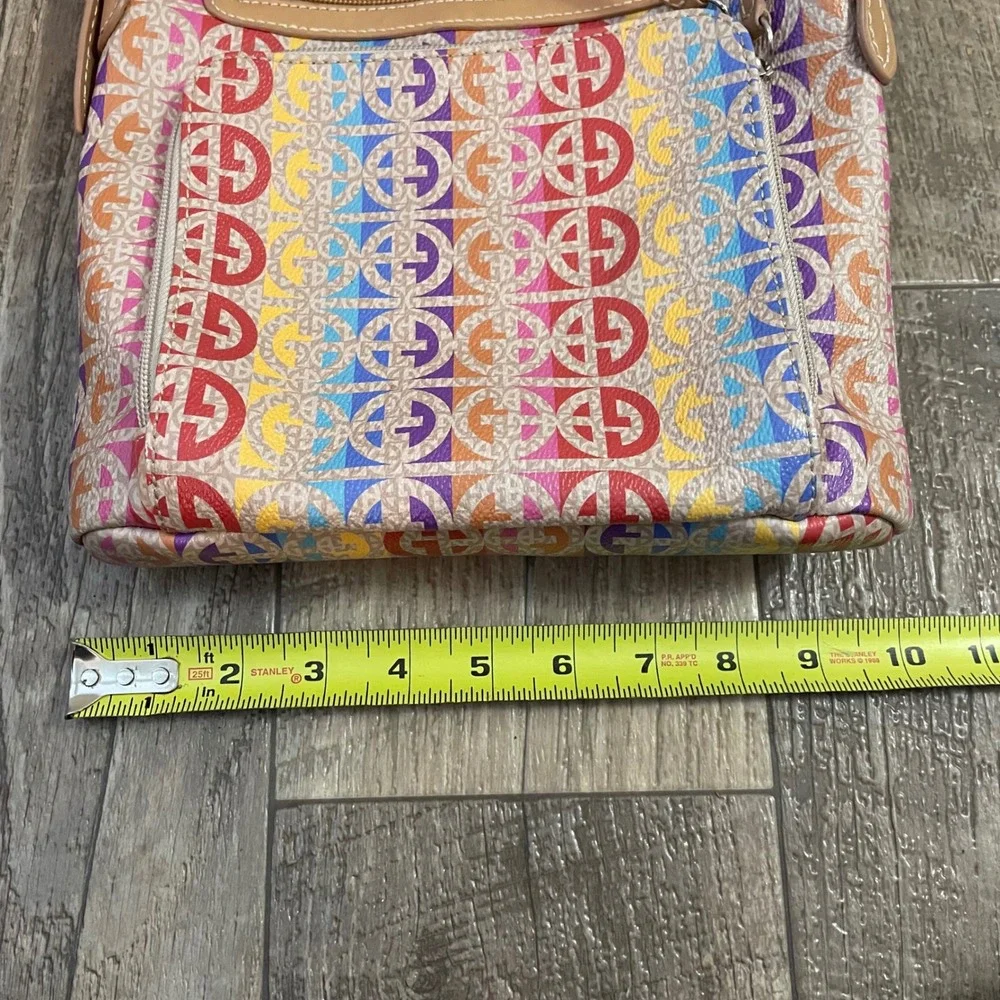 Giani Bernini Rainbow Monogram Crossbody Bag‎ Multi Color Logo Organizer Purse